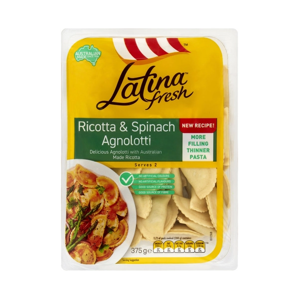 Latina Fresh Spinach & Ricotta Agnolotti Pasta 375g
