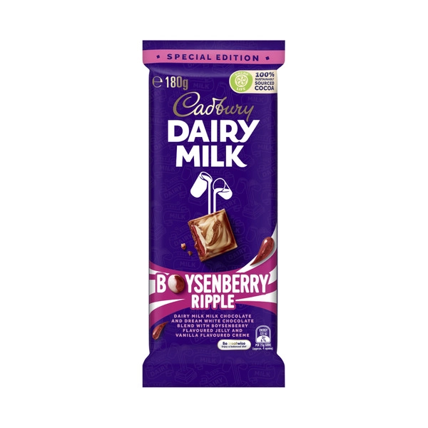 Cadbury Dairy Milk Boysenberry Ripple Chocolate Block 180g