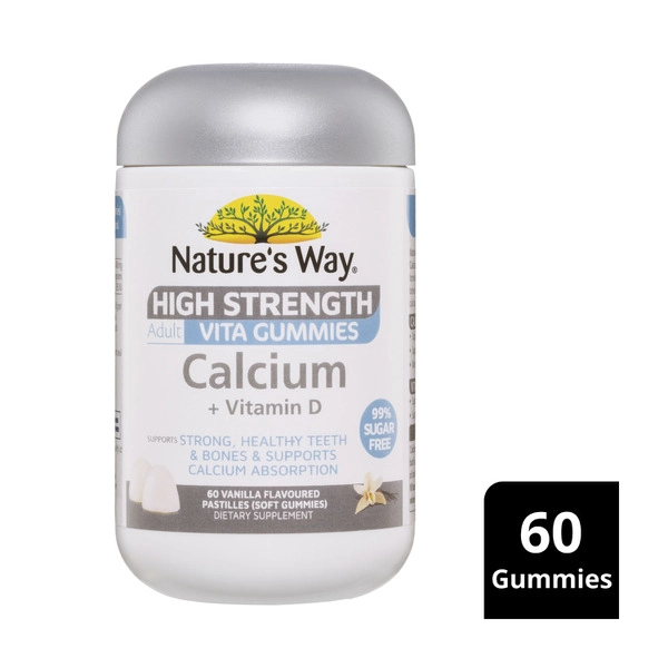 Natures Way High Strength Gummies Sugar Free Calcium + Vit D 60 pack