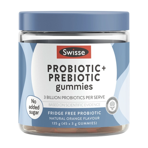 Swisse Probiotic + Prebiotic Gummies 3 Billion CFU of probiotics per serve 45 pack