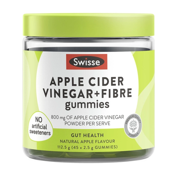 Swisse Apple Cider Vinegar + Fibre Gummies With 800 mg of Applle Cider Vinegar + a Source of Fibre 45 pack