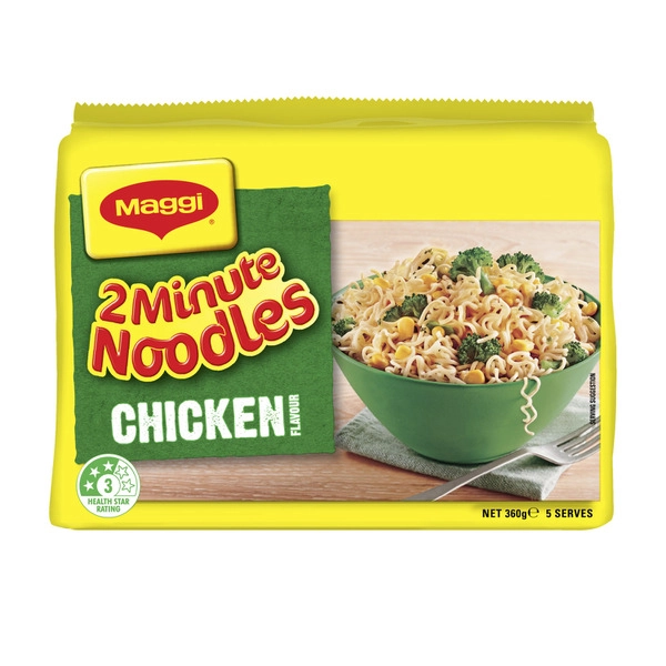 Maggi 2 Minute Instant Noodles Chicken Flavour 5 Pack 360g