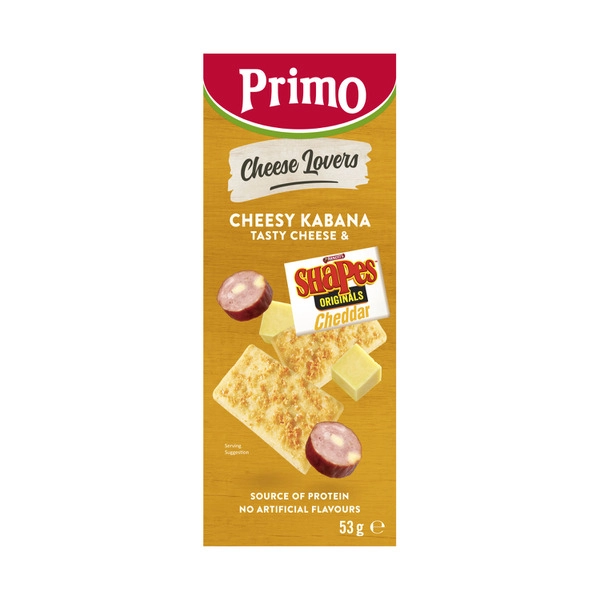 Primo Cheesy Kabana Cheddar Shapes & Tasy Cheese 53g