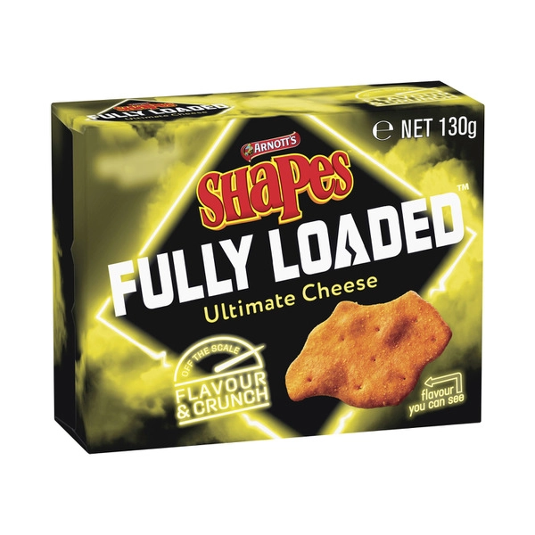 Arnott's Shapes Fully Loaded Crackers Ultimate Cheese 130g