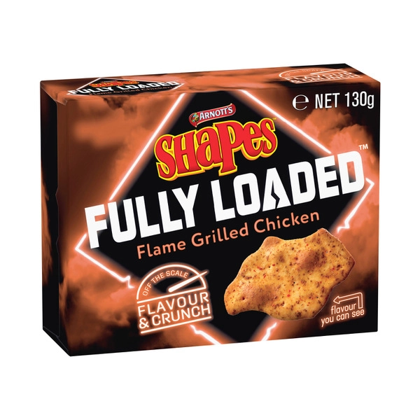 Arnott's Shapes Fully Loaded Crackers Flame Grilled Chicken 130g