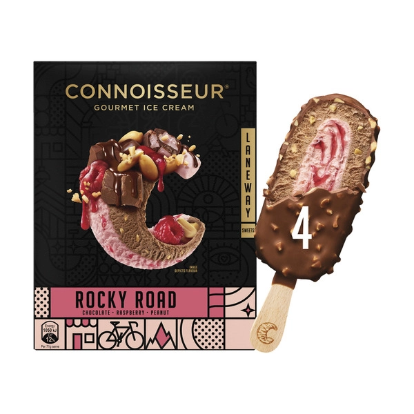 Connoisseur Laneway Sweets Rocky Road Ice Cream 4 Pack 360mL