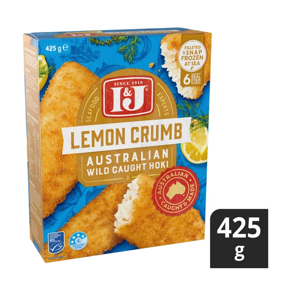 I&J Lemon Crumbed Fish Fillets 425g