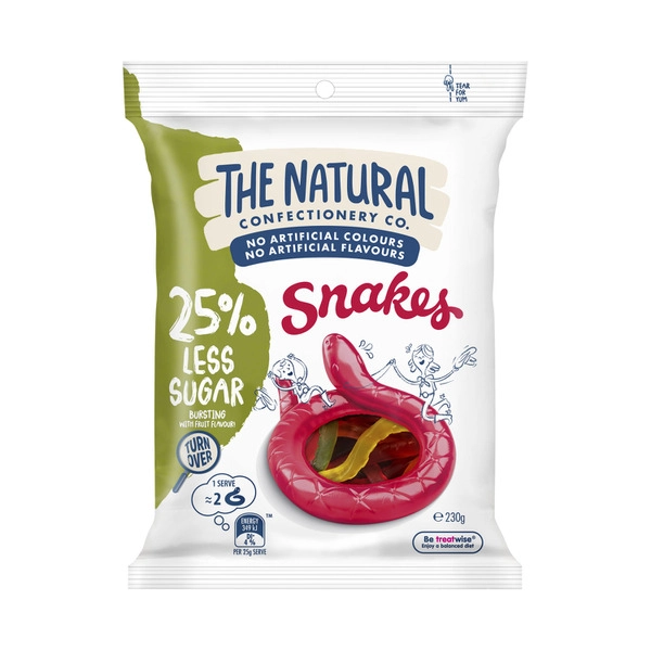 The Natural Confectionery Co. Reduced Sugar Snakes Lollies 230g