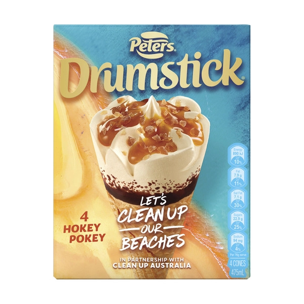 Peters Drumstick Hokey Pokey Ice Cream 4 Pack 475mL