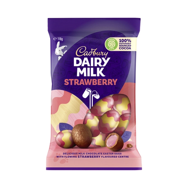 Cadbury Strawberry Easter Chocolate Eggs Bag 118g