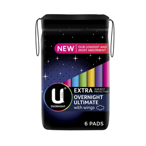 U by Kotex Overnight Ultimate Pads with Wings 6 pack