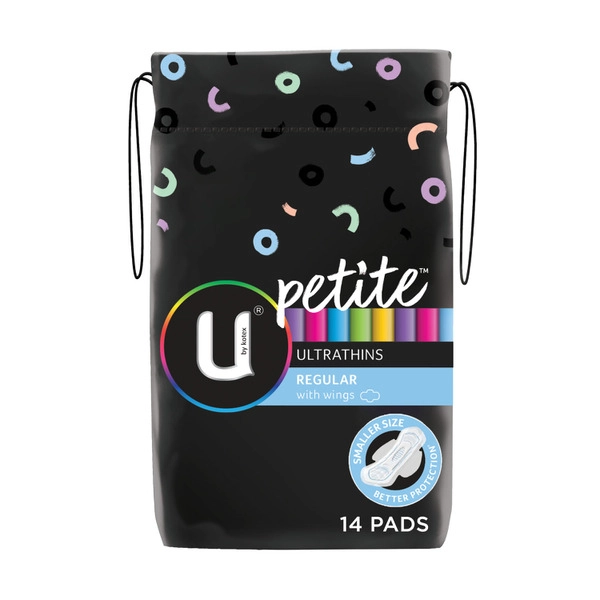 U by Kotex Pads Ultra Thin Teen Regular With Wings 14 pack
