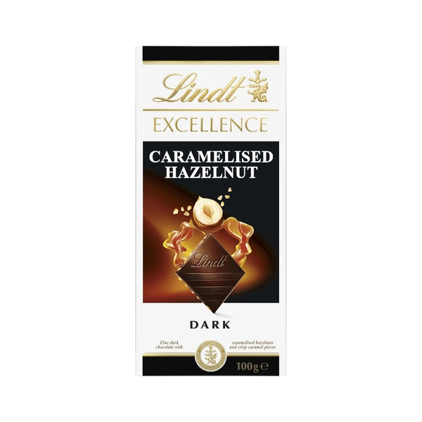 Lindt Excellence Caramelised Hazelnut Dark Chocolate Block 100g