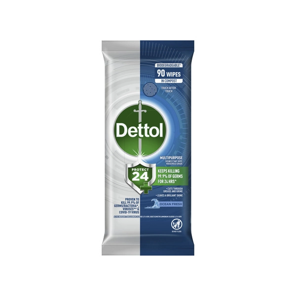 Dettol Protect 24 Hour Multipurpose Cleaning Wipes Ocean Fresh 500mL