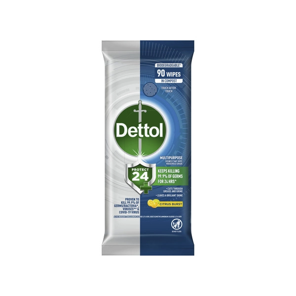 Dettol Protect 24 Hour Multipurpose Cleaning Wipes Citrus Burst 90 pack
