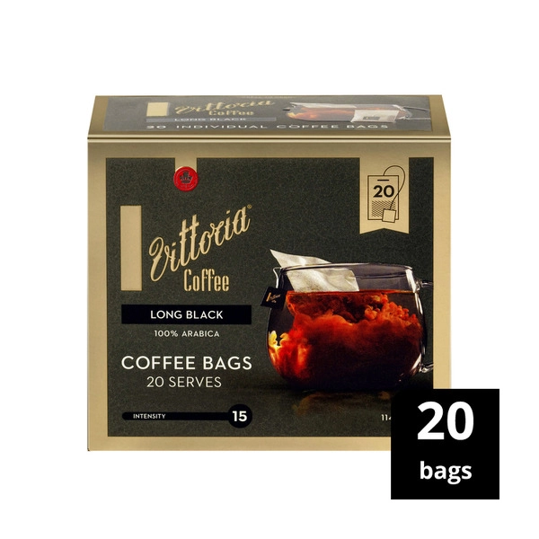 Vittoria Long Black Coffee Bags 20 pack