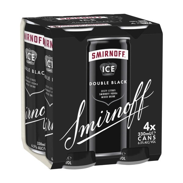 Smirnoff Ice Double Black 6.5% Cans 330mL 4 Pack
