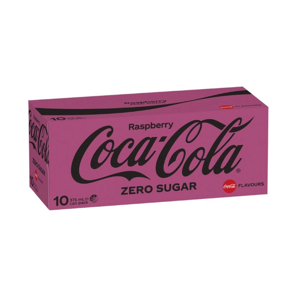 Coca-Cola Raspberry Zero Sugar Soft Drink Can 10x375mL 10 pack