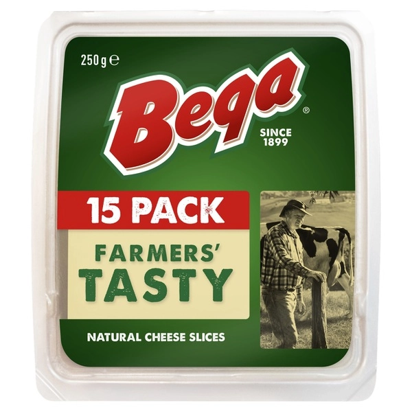 Bega Tasty Natural Cheese Slices 15 pack 250g