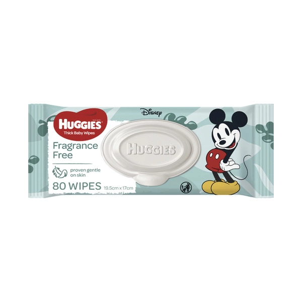Huggies Thick Baby Wipes Fragrance Free 80 pack