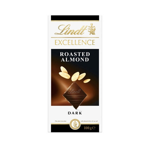 Lindt Excellence Roasted Almond Dark Chocolate Block 100g