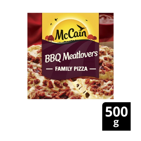 McCain Frozen BBQ Meatlovers Family Pizza 500g