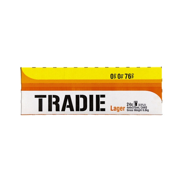 Tradie Zero Carb Lager Can 375mL 24 Pack