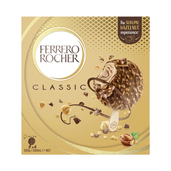 Ferrero Rocher Frozen Classic Dessert Hazelnut & Choc 4 pack 200g