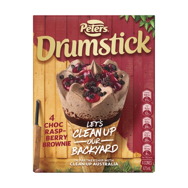 Peters Drumstick Cua Choc Raspberry Brownie 4 Pack 475mL