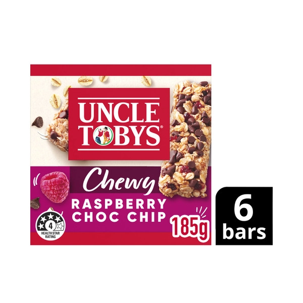 Uncle Tobys Chewy Muesli Bars Raspberry Choc Chip 185g