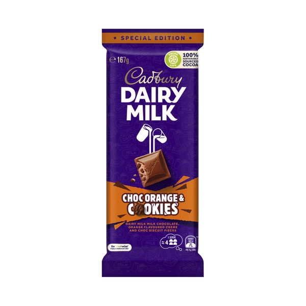 Cadbury Dairy Milk Orange & Cookies Chocolate Block 167g