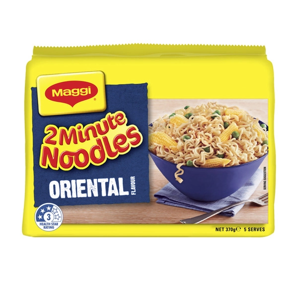 Maggi 2 Minute Instant Noodles Oriental Flavour 5 Pack 370g