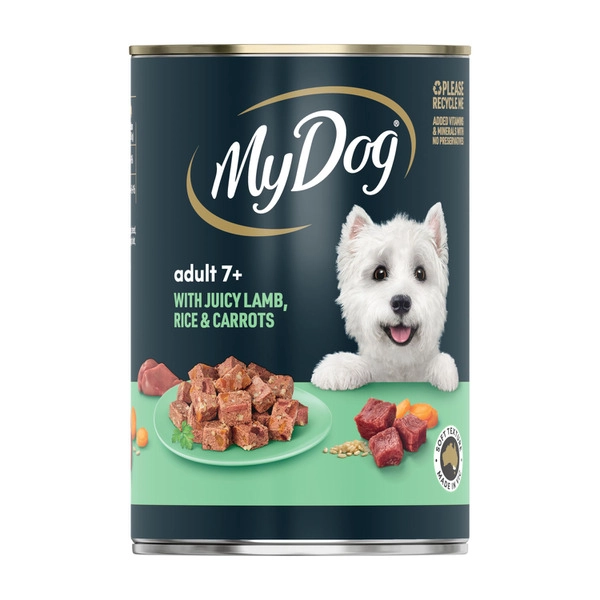My Dog Adult 7+ With Juicy Lamb Rice & Carrots Can Wet Dog Food 400g
