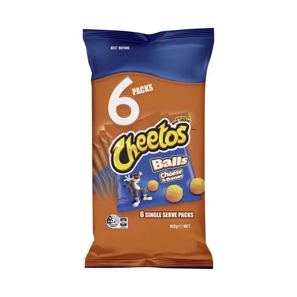 Cheetos Cheese & Bacon Balls 6 pack 102g