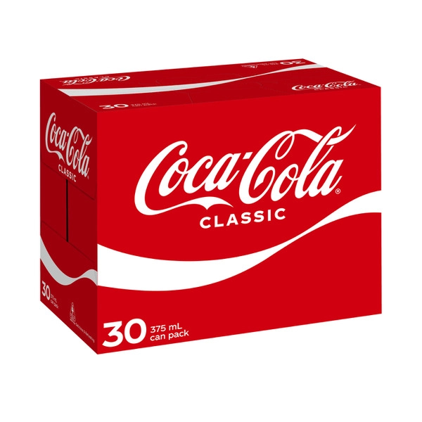 Coca-Cola Classic Soft Drink Multipack Cans 30x375mL 30 Pack