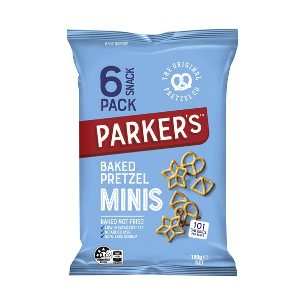 Parker's Baked Multipack Mini Pretzels 6 Pack 150g