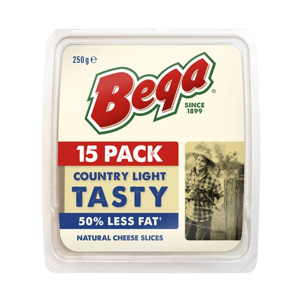 Bega Light & Tasty Natural Cheese Slices 12x250g 250g