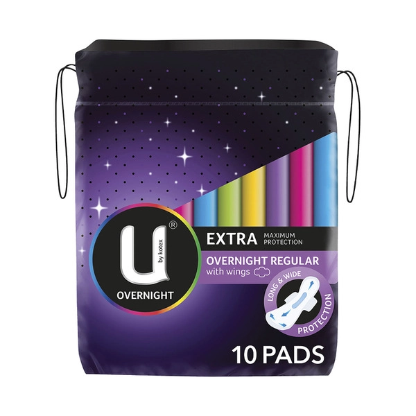 U by Kotex Overnight Extra Pads with Wings 10 pack
