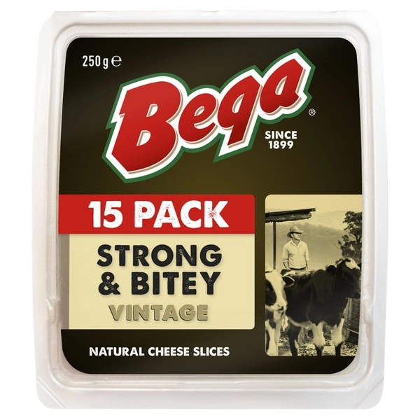 Bega Strong & Bitey Vintage Cheese Slices 15x250g 250g
