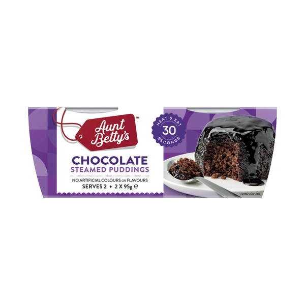 Aunt Betty's Chocolate Steamy Puds 2 Pack 190g
